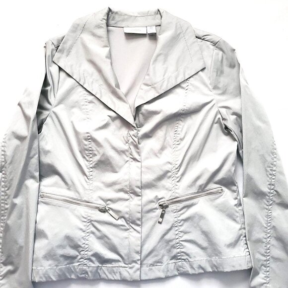 Chico’s Light Gray Carefree Chill Moto Gorpcore Carlynn Jacket Women's Small - Picture 5 of 11